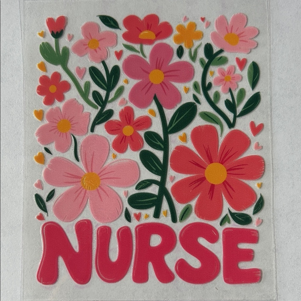 Nurse Floral Cup Decal D10